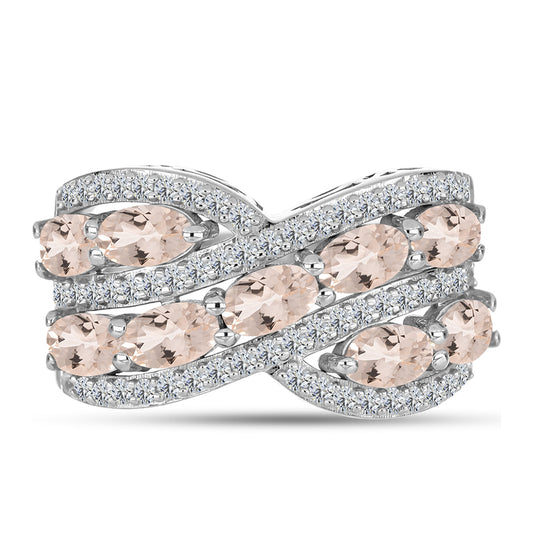 Anillo de Plata con Morganita de Gozareh y Topacio Blanco