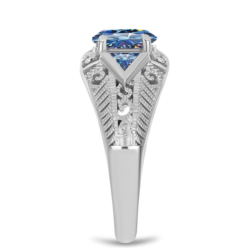 Anillo de Plata con Moisanita azul océano