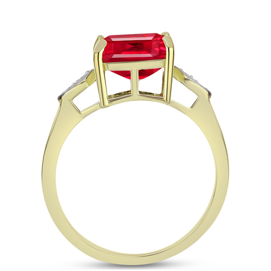 Anillo de Plata Bañada en Oro con Ágata Roja y Topacio Blanco