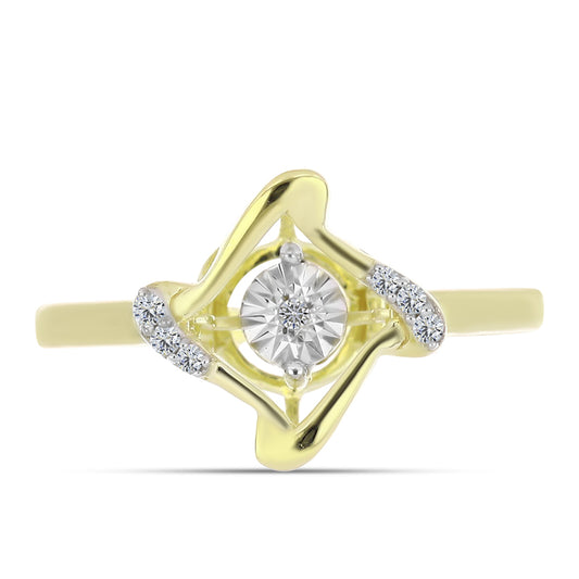 Anillo de Plata Bañada en Oro con Diamante blanco y Topacio Blanco