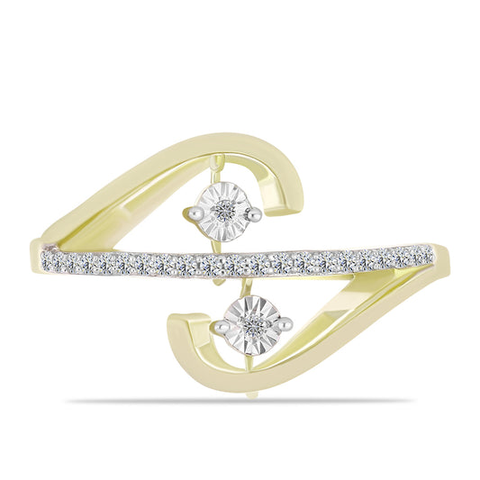 Anillo de Plata Bañada en Oro con Diamante blanco y Topacio Blanco