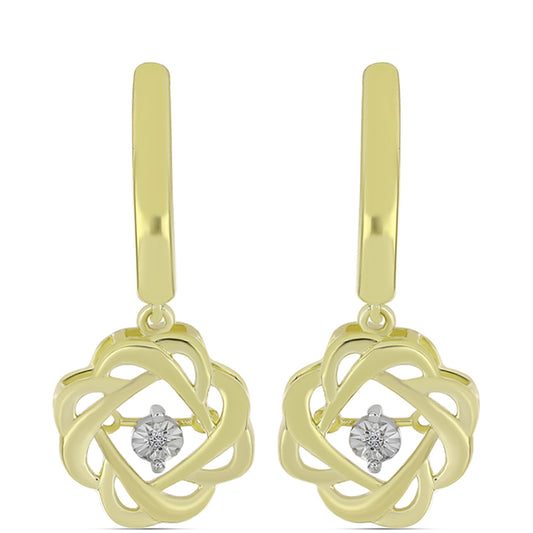 Pendientes de Plata Bañada en Oro con Diamante blanco