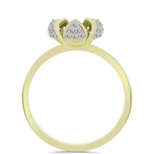 Anillo de Plata Bañada en Oro con Diamante blanco y Topacio Blanco