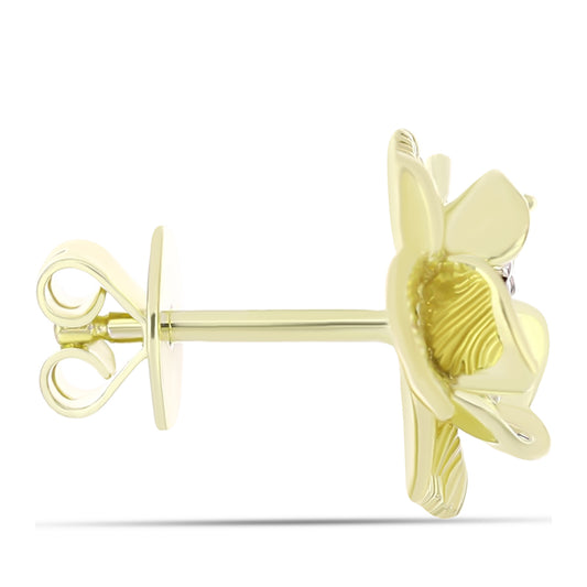 Pendientes de Plata Bañada en Oro con Diamante blanco