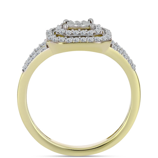 Anillo de Plata Bañada en Oro con Diamante blanco y Topacio Blanco