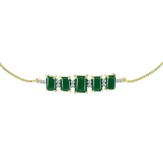 Pulsera de Plata Bañada en Oro con Ágata Verde