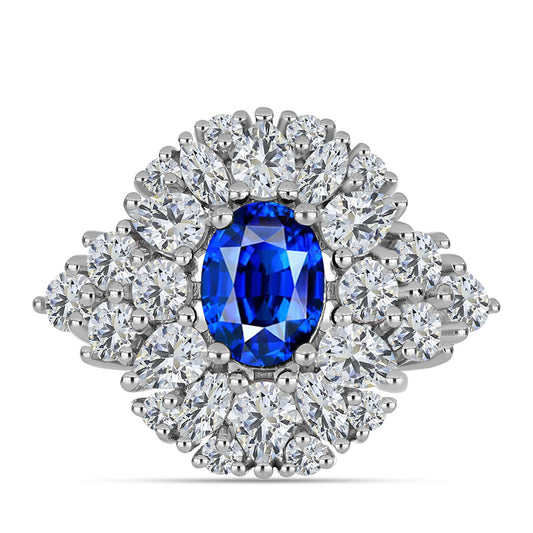 Anillo de Plata con Zafiro Azul Australiano y Topacio Blanco