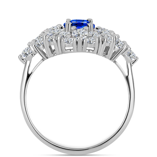 Anillo de Plata con Zafiro Azul Australiano y Topacio Blanco