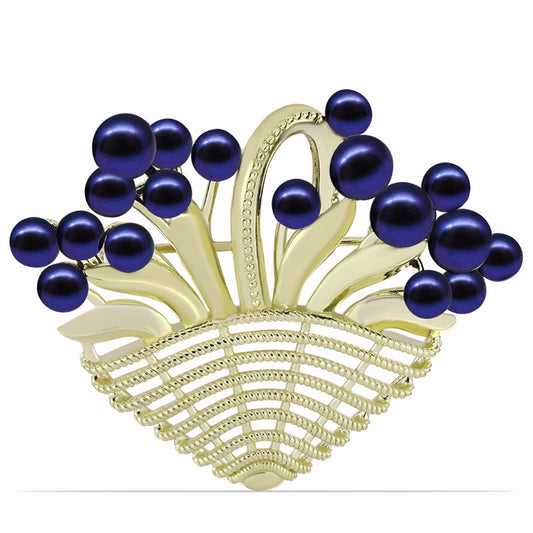 Broche de Plata Bañada en Oro con Perla Negra de Agua dulce