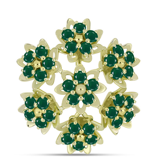 Broche de Plata Bañada en Oro con Ágata Verde