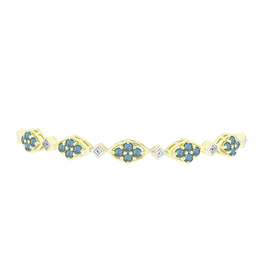 Pulsera de Plata Bañada en Oro con Labradorita y Topacio Blanco