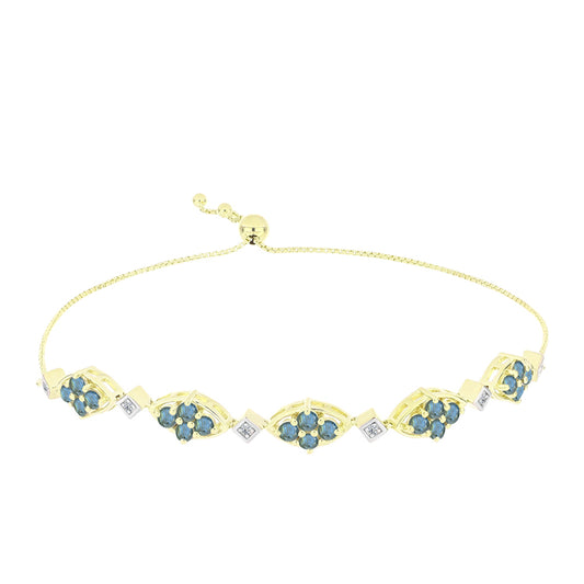 Pulsera de Plata Bañada en Oro con Labradorita y Topacio Blanco