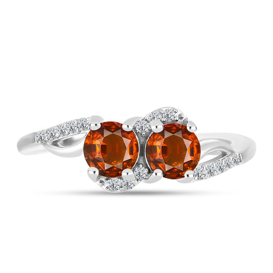 Anillo de Plata con Citrino de Madeira y Topacio Blanco