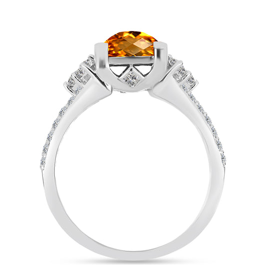 Anillo de Plata con Citrino de Madeira y Topacio Blanco