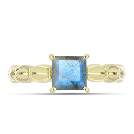 Anillo de Plata Bañada en Oro con Labradorita