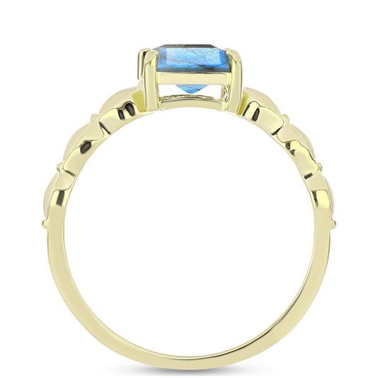 Anillo de Plata Bañada en Oro con Labradorita
