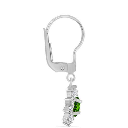 Pendientes de Plata con Diópsido de Cromo y Topacio Blanco