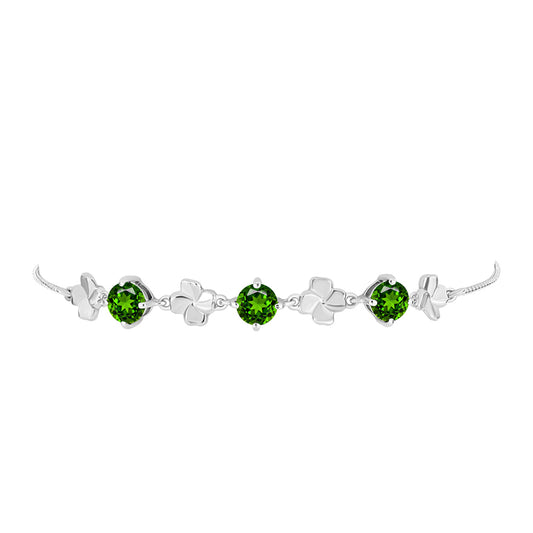 Pulsera de Plata con Diópsido de Cromo