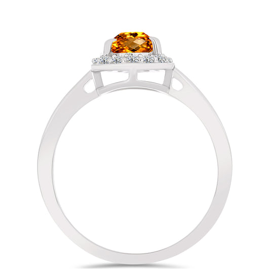 Anillo de Plata con Citrino de Madeira y Topacio Blanco