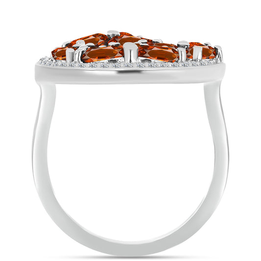 Anillo de Plata con Citrino de Madeira y Topacio Blanco