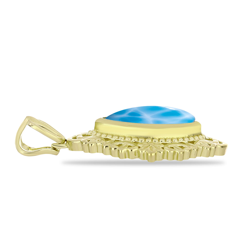 Colgante de Plata Bañada en Oro con Larimar