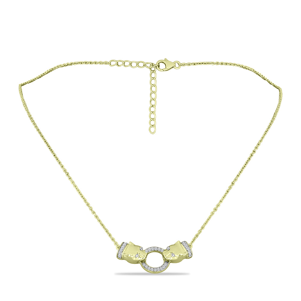 Collar de Plata Bañada en Oro con Diamante blanco y Topacio Blanco