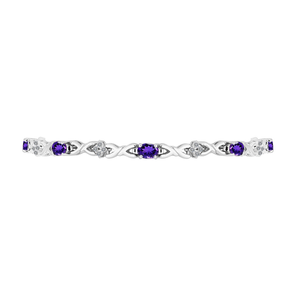 Pulsera de Plata con Amatista de Marruecos y Topacio Blanco