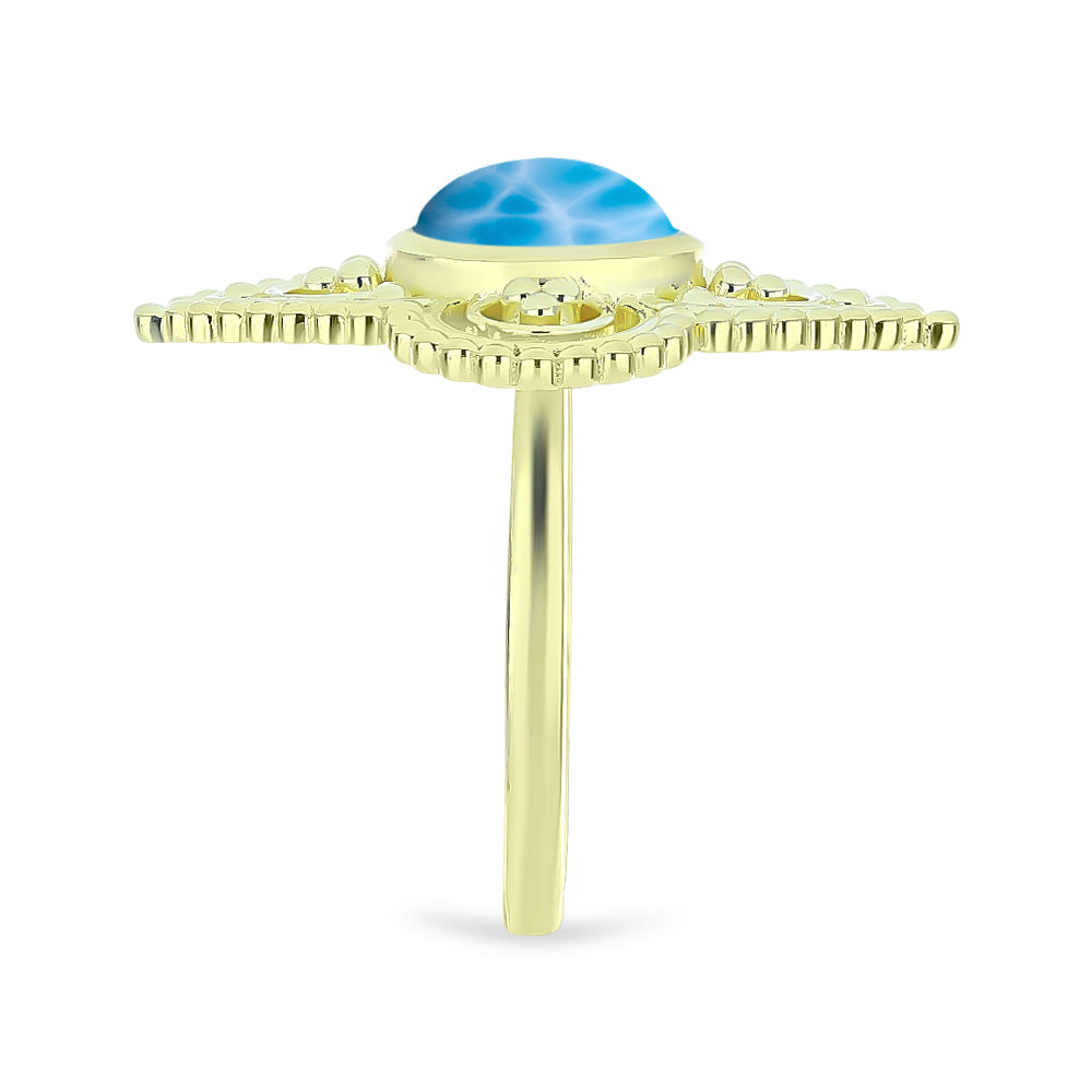 Anillo de Plata Bañada en Oro con Larimar