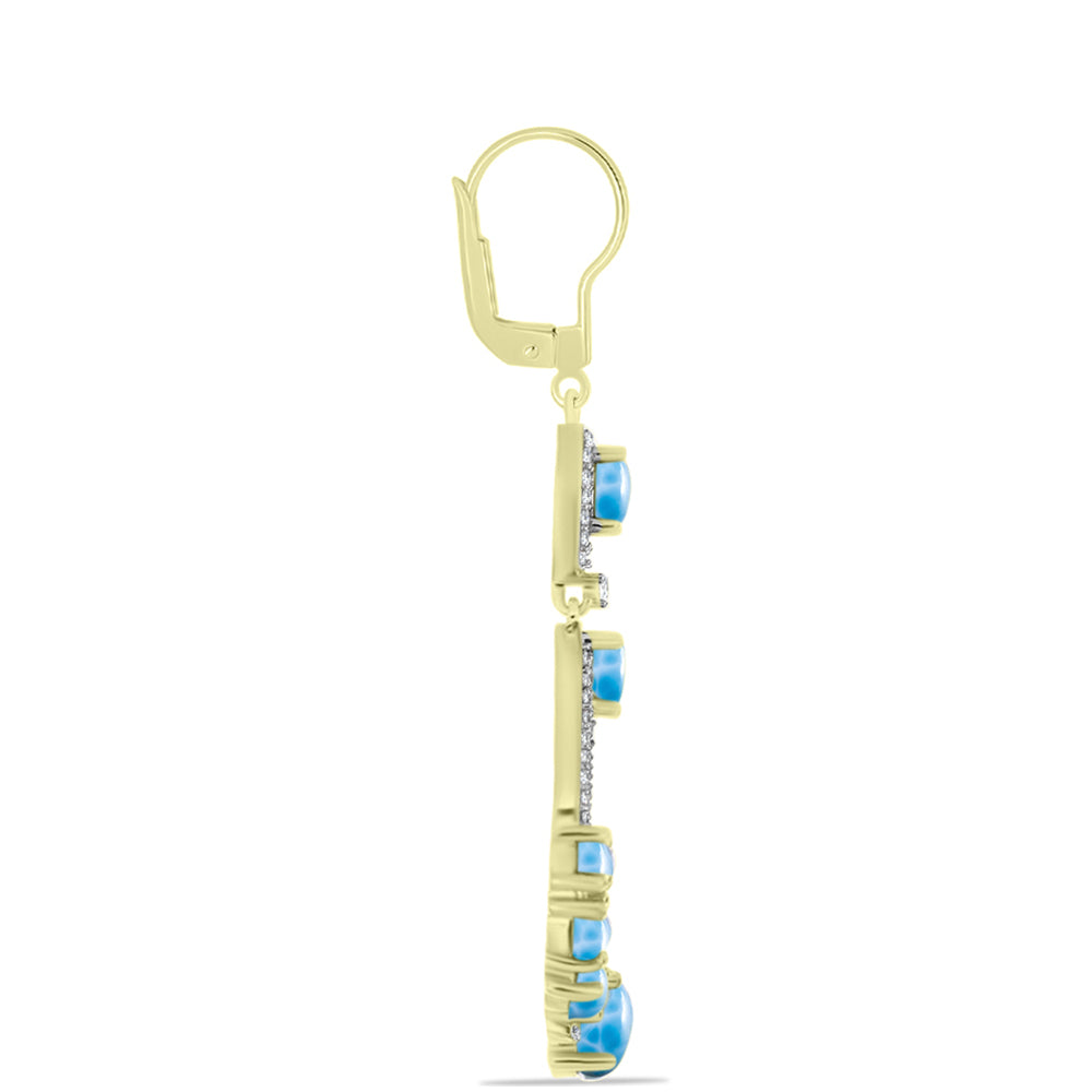 Pendientes de Plata Bañada en Oro con Larimar