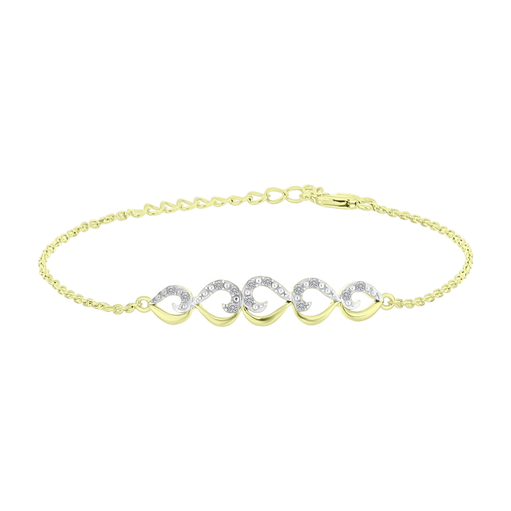 Pulsera de Plata Bañada en Oro con Diamante blanco