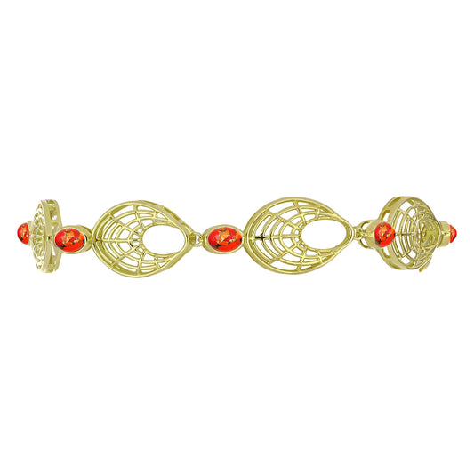 Pulsera de Plata Bañada en Oro con Turquesa de Mohave