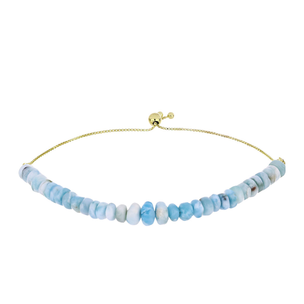 Pulsera de Plata Bañada en Oro con Larimar