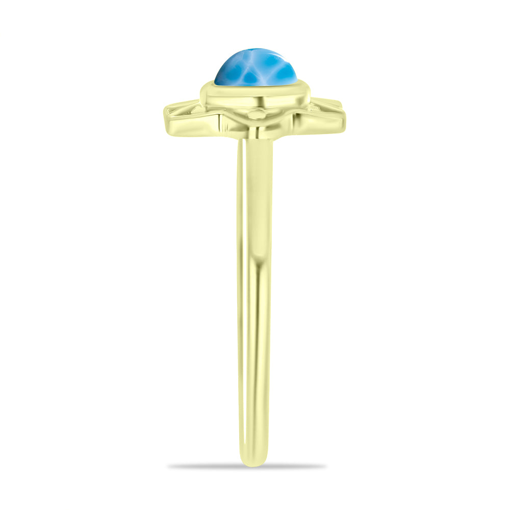 Anillo de Plata Bañada en Oro con Larimar