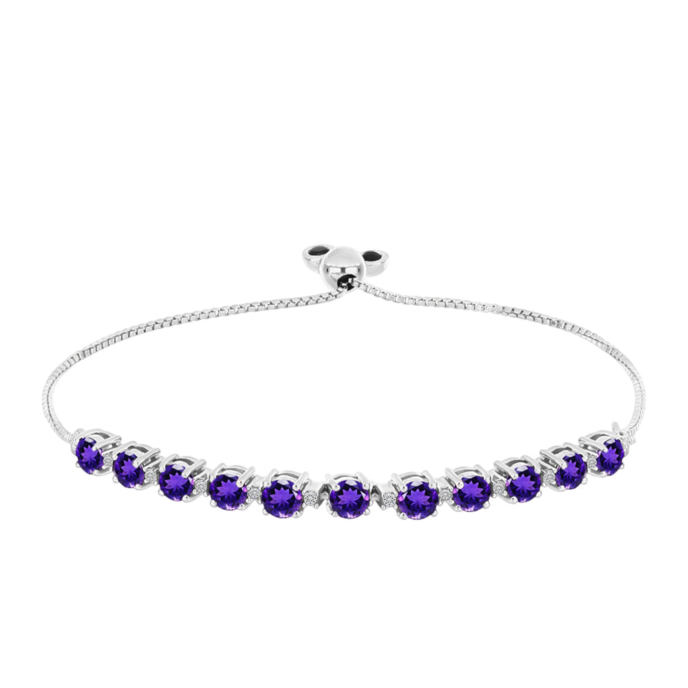 Pulsera de Plata con Amatista de Marruecos y Topacio Blanco