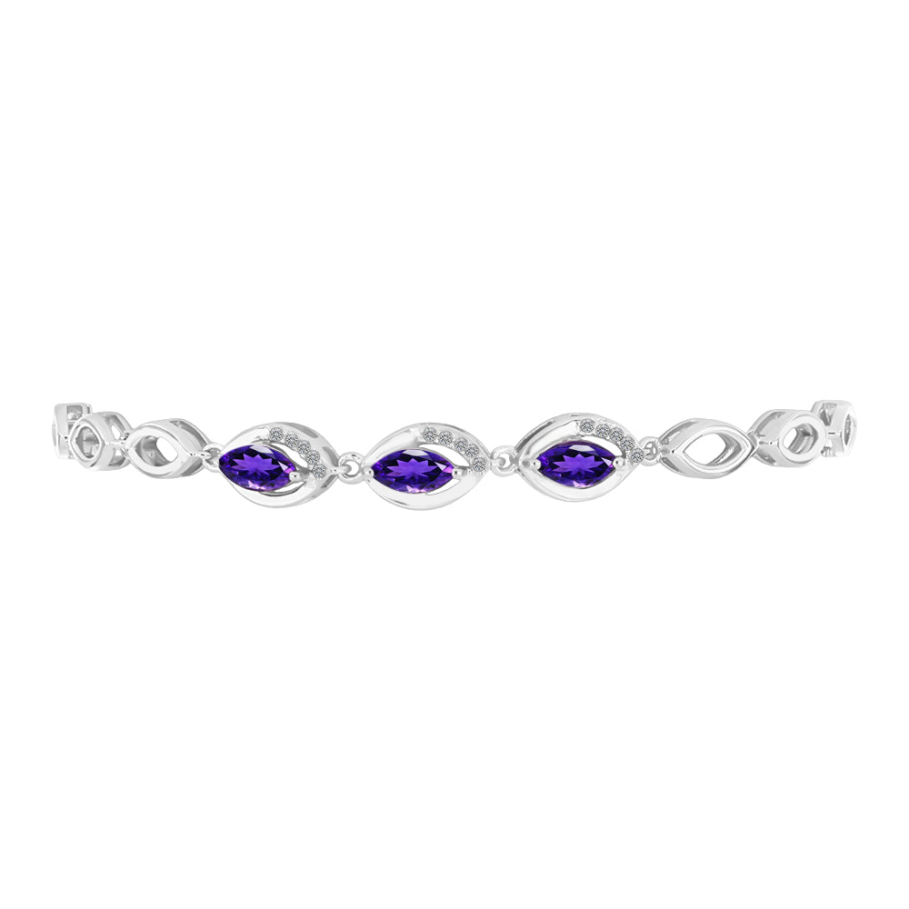 Pulsera de Plata con Amatista de Marruecos y Topacio Blanco