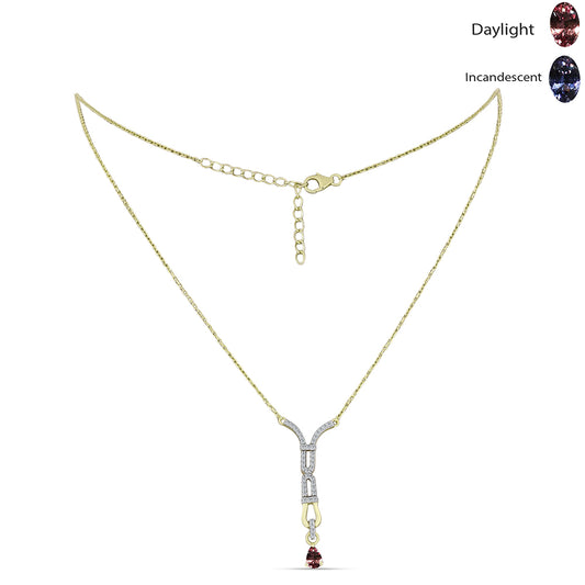 Collar de Plata Bañada en Oro con Granate Bekily Multicolor y Topacio Blanco