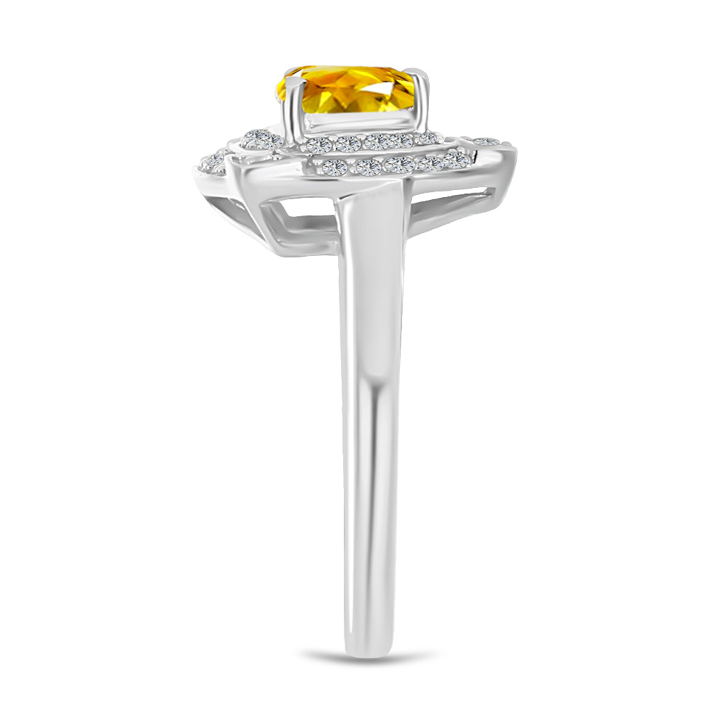 Anillo de Plata con Citrino de Río del Oro y Topacio Blanco