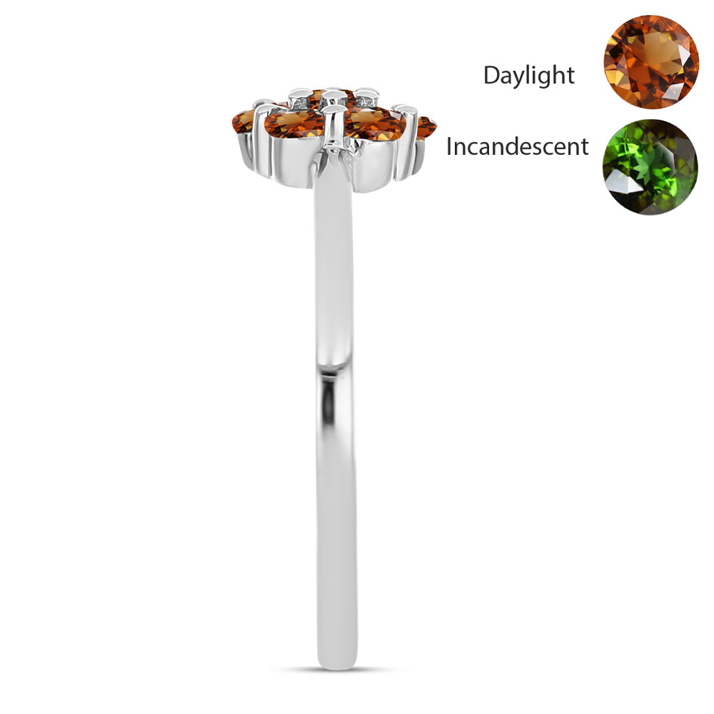 Anillo de Plata con Zultanita de Anatolia certificado y cultivado en laboratorio