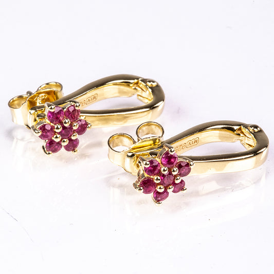 Pendientes de Plata Bañada en Oro con Rubí de Madagascar