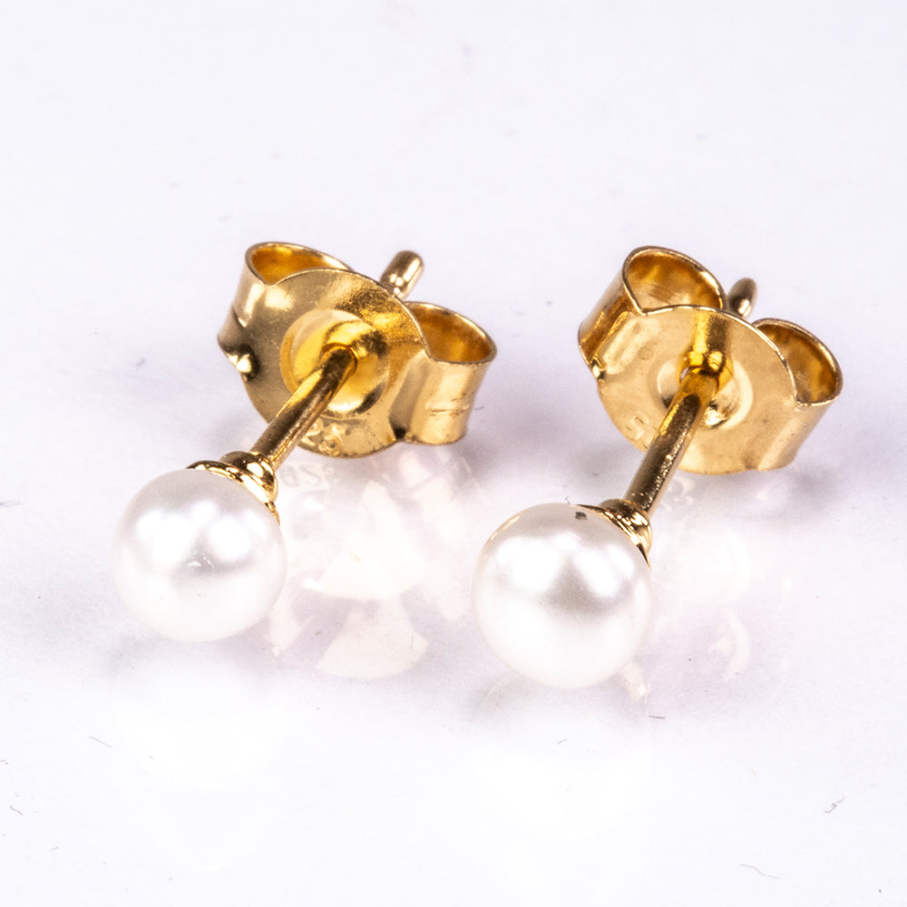 Pendientes de Plata Bañada en Oro con Perla de Agua Dulce