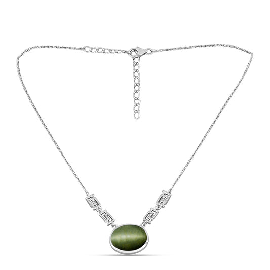 Collar de Plata con Ojo de Gato Verde de Antananarivo