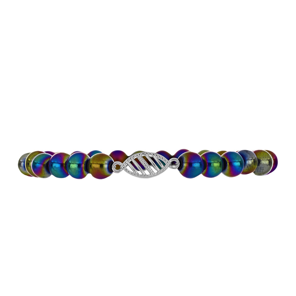 Pulsera de Plata con Cuarzo Hematita verde místico
