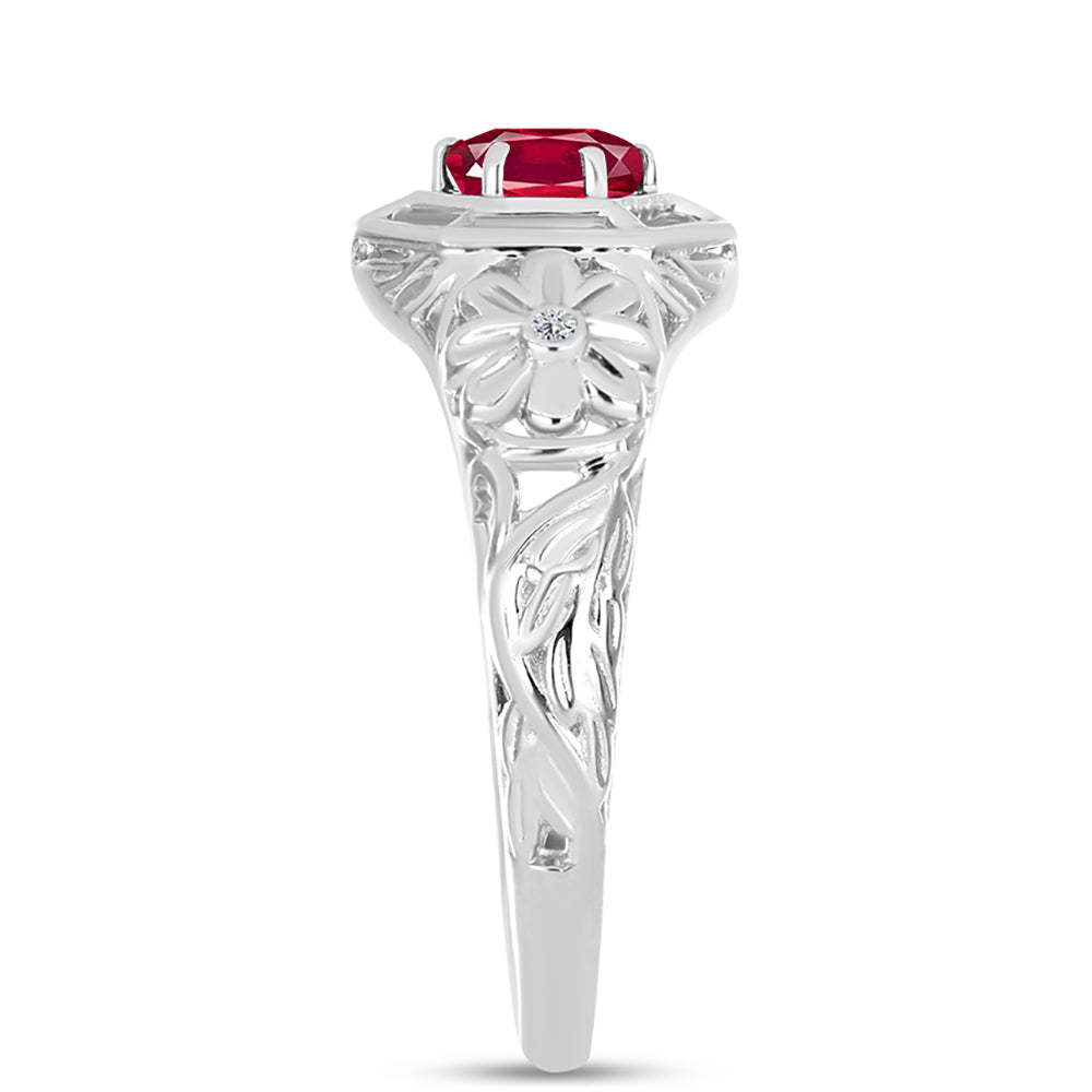 Anillo de Plata con Rubí de Madagascar y Topacio Blanco