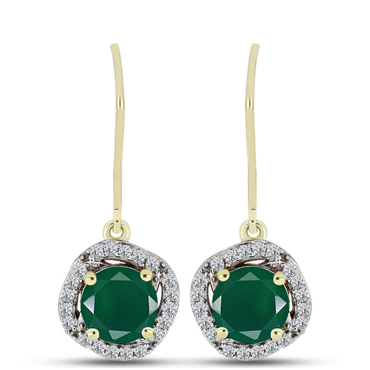 Pendientes de Plata Bañada en Oro con Ágata Verde y Topacio Blanco