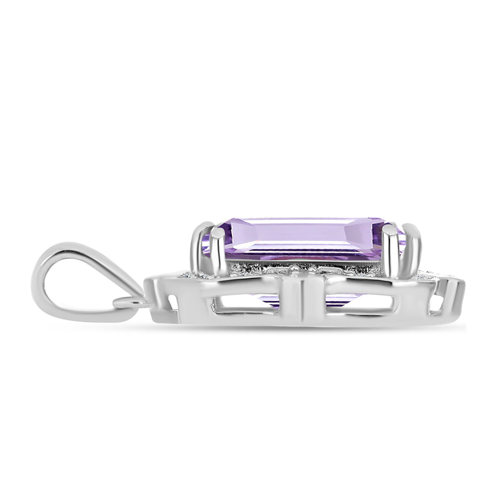 Colgante de Plata con Amatista Rosa de Francia y Topacio Blanco