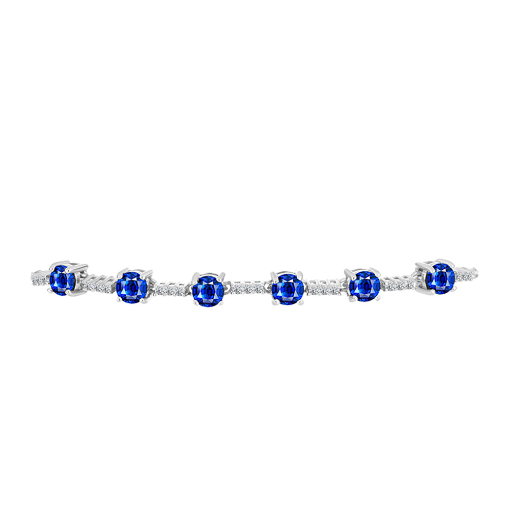 Pulsera de Plata con Zafiro Azul Australiano y Topacio Blanco