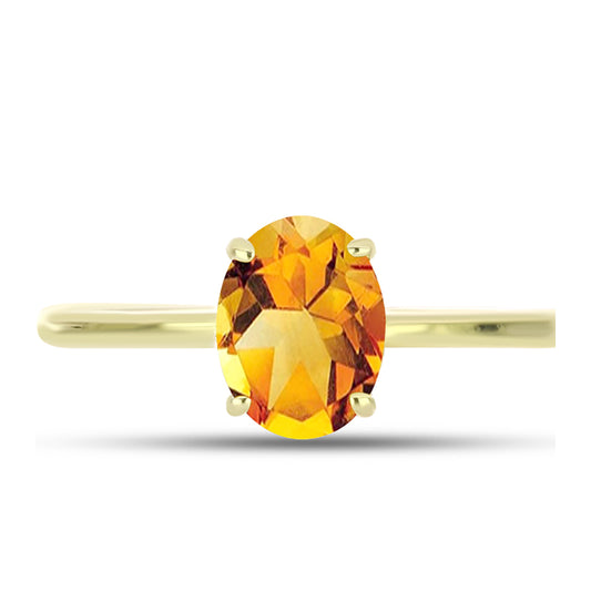 Anillo de Plata Bañada en Oro con Citrino de Río del Oro