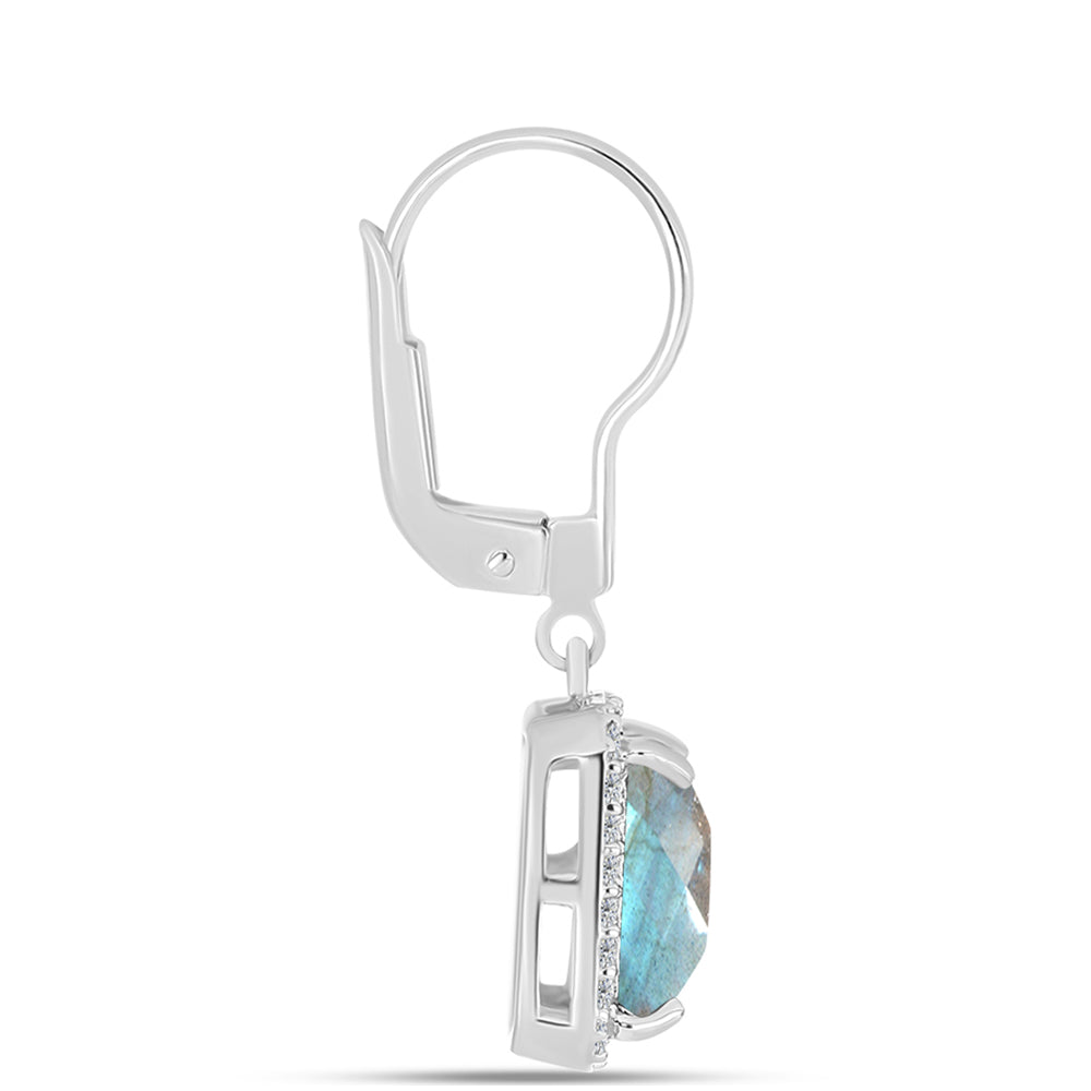 Pendientes de Plata con Labradorita y Topacio Blanco