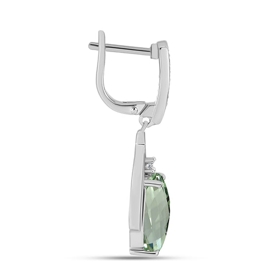 Pendientes de Plata con Amatista Verde y Topacio Blanco