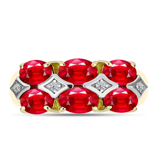 Anillo de Plata Bañada en Oro con Ágata Roja y Topacio Blanco